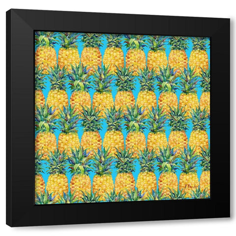 Kona Pineapple Repeat III - Azul Black Modern Wood Framed Art Print with Double Matting by Brent, Paul