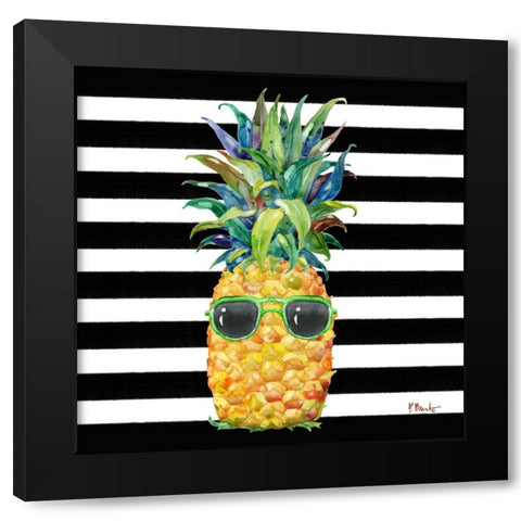 Cool Kona Pineapple II - Black Stripe Black Modern Wood Framed Art Print with Double Matting by Brent, Paul