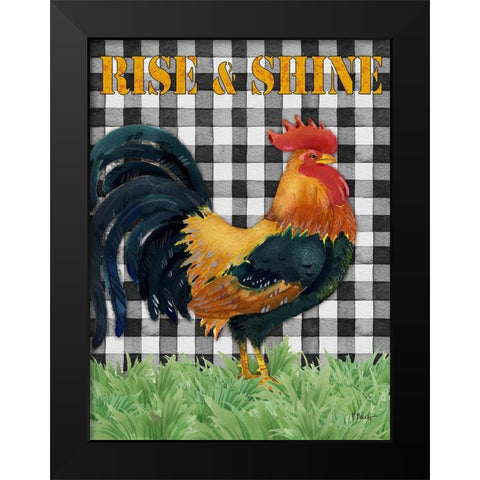 Rising Rooster Vertical Black Modern Wood Framed Art Print by Brent, Paul