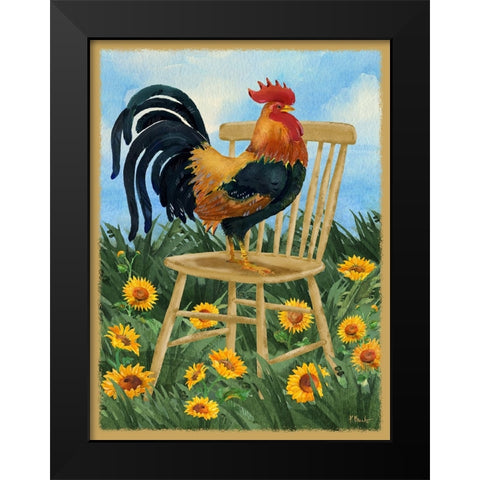 Field Rooster Black Modern Wood Framed Art Print by Brent, Paul