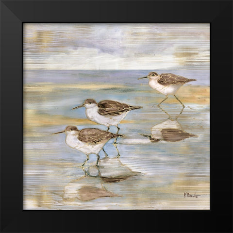 Golden Sandpipers II Black Modern Wood Framed Art Print by Brent, Paul