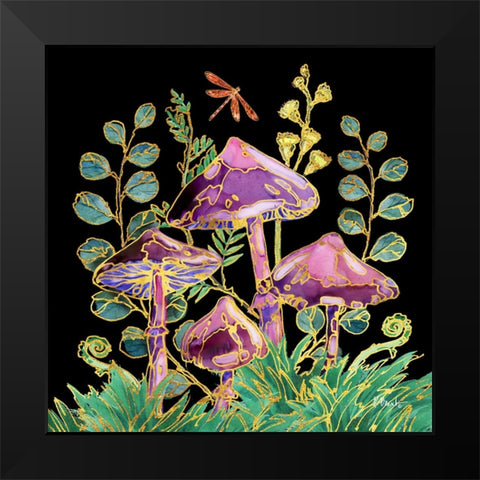 Far Out Mushrooms III Black Modern Wood Framed Art Print by Brent, Paul