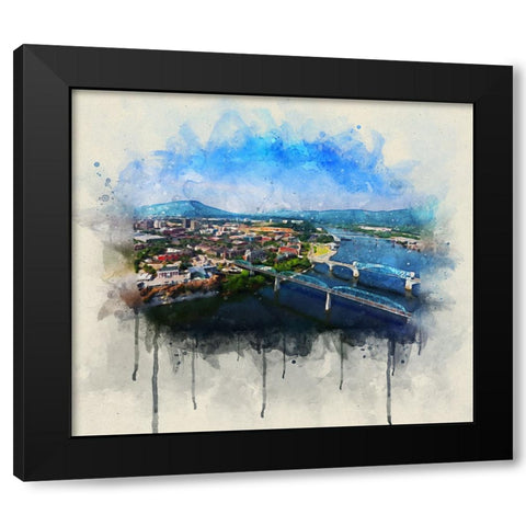Aerial 7 Watercolor Black Modern Wood Framed Art Print with Double Matting by Lee, Rachel