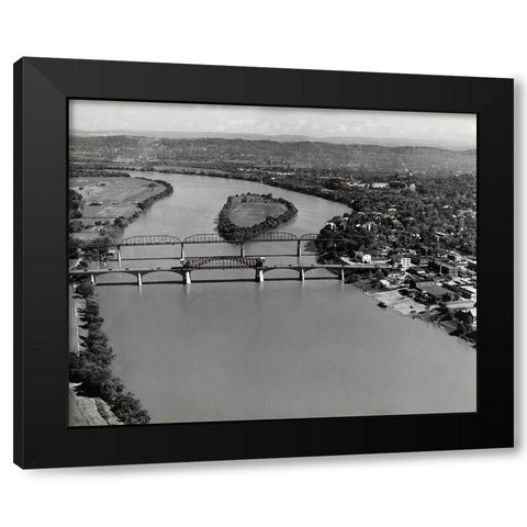 Aerial Chattanooga 1942 Black Modern Wood Framed Art Print with Double Matting by Lee, Rachel