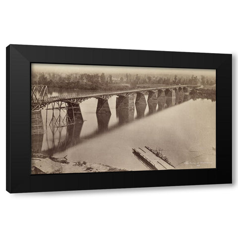 Army Bridge Chattanooga 1861 Black Modern Wood Framed Art Print with Double Matting by Lee, Rachel