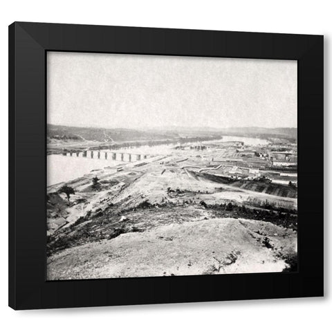 Army Bridge Chattanooga 1864 Black Modern Wood Framed Art Print with Double Matting by Lee, Rachel