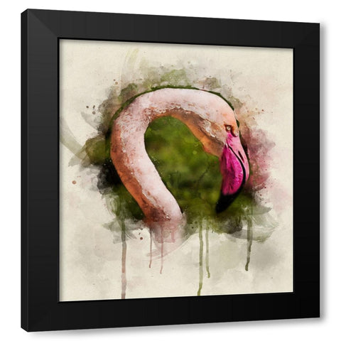 Bird 51 Watercolor Black Modern Wood Framed Art Print with Double Matting by Lee, Rachel