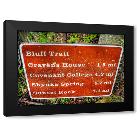 Bluff Trail Sign Black Modern Wood Framed Art Print with Double Matting by Lee, Rachel