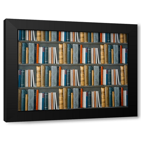 Bookshelf Black Modern Wood Framed Art Print by Lee, Rachel