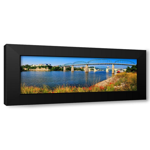 Bridge Poppies Color Black Modern Wood Framed Art Print with Double Matting by Lee, Rachel