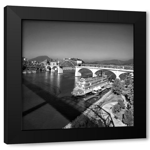 Bridge To Lookout BW Black Modern Wood Framed Art Print with Double Matting by Lee, Rachel