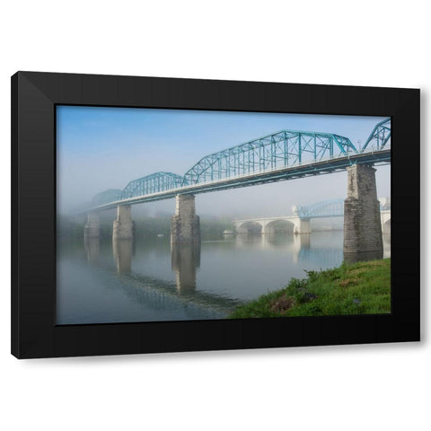 Bridges Soft Black Modern Wood Framed Art Print with Double Matting by Lee, Rachel