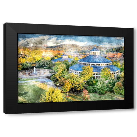 Carousel Watercolor Black Modern Wood Framed Art Print by Lee, Rachel