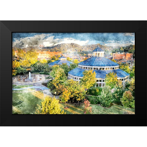 Carousel Watercolor Black Modern Wood Framed Art Print by Lee, Rachel