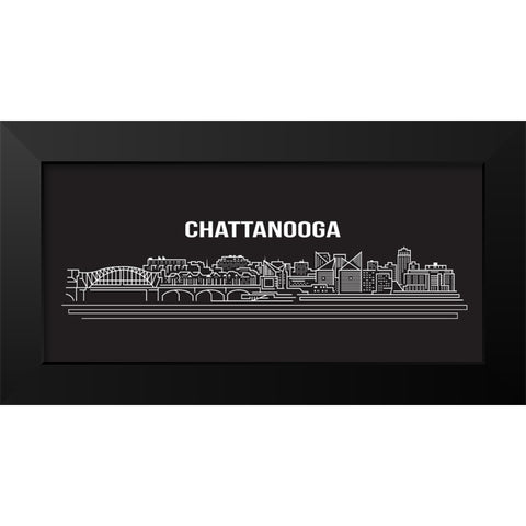 Chattanooga Abstract Drawing Black Modern Wood Framed Art Print by Lee, Rachel