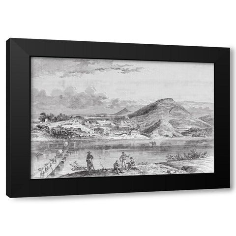 Chattanooga from North Bank of River 1894 Black Modern Wood Framed Art Print with Double Matting by Lee, Rachel
