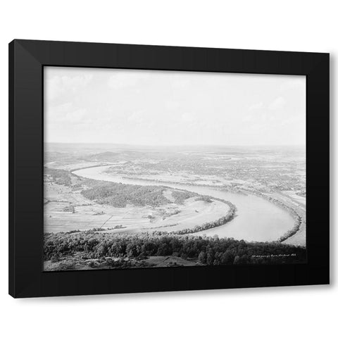 Chattanooga TN River from Lookout 1902 Black Modern Wood Framed Art Print with Double Matting by Lee, Rachel