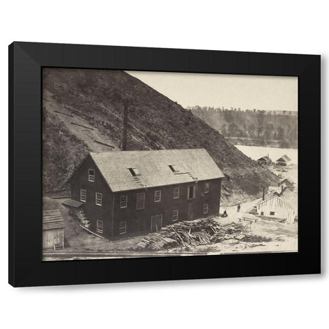 Chattanooga Waterworks 1863 Black Modern Wood Framed Art Print with Double Matting by Lee, Rachel