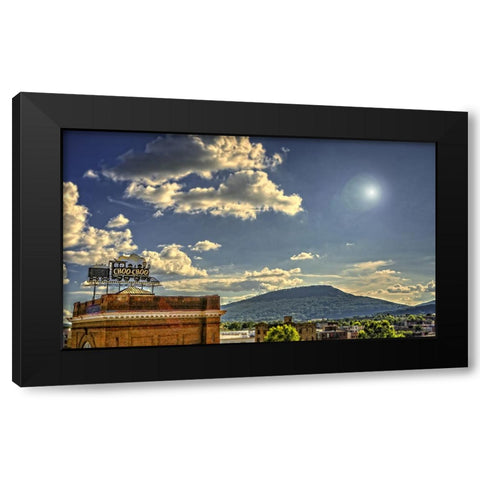 Choo Choo And Lookout Black Modern Wood Framed Art Print with Double Matting by Lee, Rachel