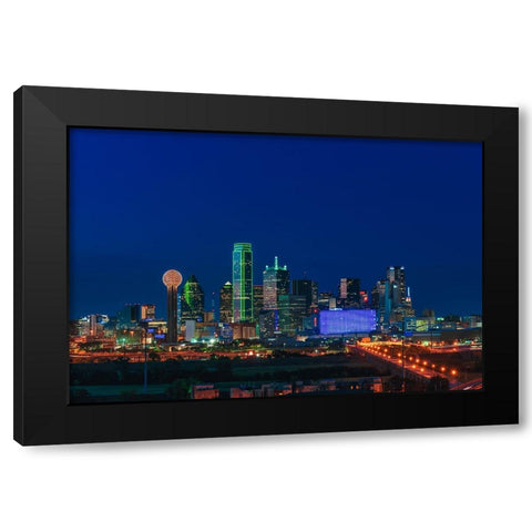 Cityscape Dallas Black Modern Wood Framed Art Print by Lee, Rachel