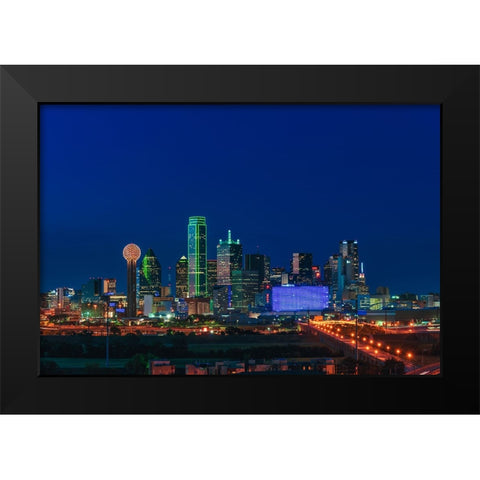 Cityscape Dallas Black Modern Wood Framed Art Print by Lee, Rachel