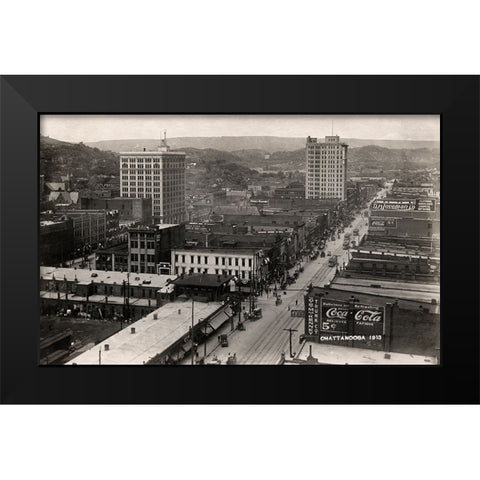 Downtown Chattanooga 1913 Black Modern Wood Framed Art Print by Lee, Rachel