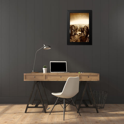 Lookout Cannon 2 Sepia Glow Black Modern Wood Framed Art Print by Lee, Rachel