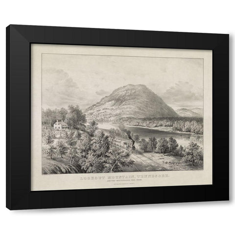 Lookout Mountain and Chattanooga Railroad 1866 Black Modern Wood Framed Art Print with Double Matting by Lee, Rachel