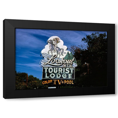 Lookout Mountain Tourist Lodge Sign 1980 Horizontal Black Modern Wood Framed Art Print by Lee, Rachel