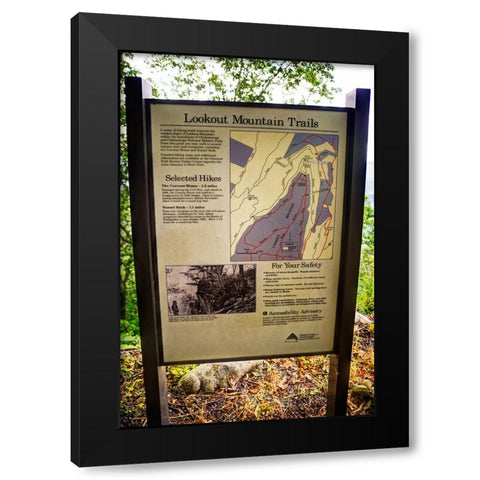Lookout Mountain Trails Sign Black Modern Wood Framed Art Print by Lee, Rachel