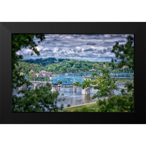 Market Bridge From Cameron Hill Tilt Shift Black Modern Wood Framed Art Print by Lee, Rachel