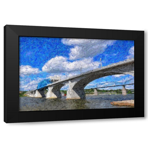 Market Bridge Oil Painting Black Modern Wood Framed Art Print by Lee, Rachel