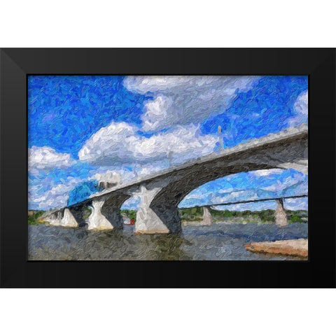 Market Bridge Oil Painting Black Modern Wood Framed Art Print by Lee, Rachel