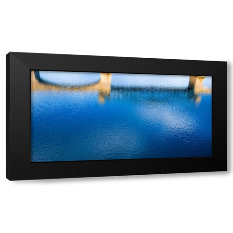Market Bridge River Reflection Black Modern Wood Framed Art Print with Double Matting by Lee, Rachel