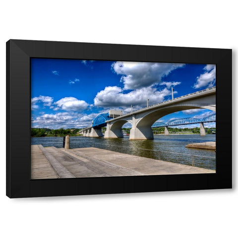 Market Bridge Vivid Black Modern Wood Framed Art Print by Lee, Rachel