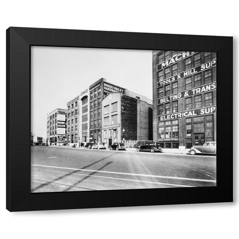 Market Street Chattanooga 1933 Black Modern Wood Framed Art Print by Lee, Rachel