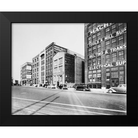 Market Street Chattanooga 1933 Black Modern Wood Framed Art Print by Lee, Rachel
