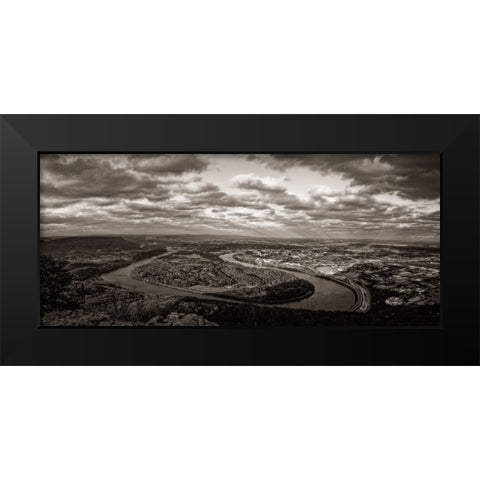 Moccasin Bend BW Black Modern Wood Framed Art Print by Lee, Rachel