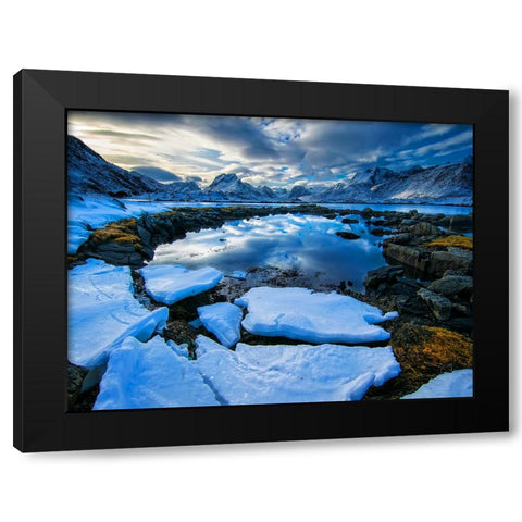 Mountain Lake 32 Black Modern Wood Framed Art Print with Double Matting by Lee, Rachel