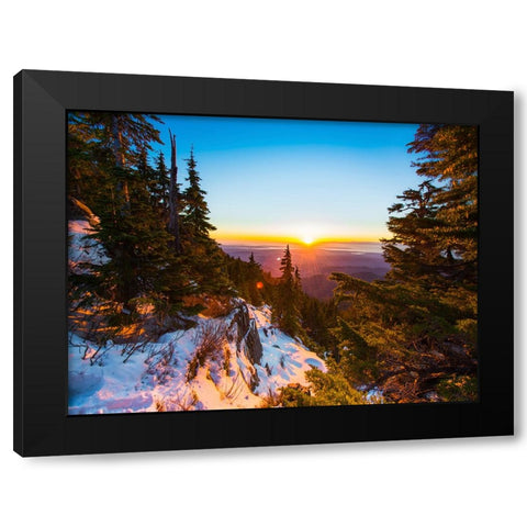 Mountain View 30 Black Modern Wood Framed Art Print with Double Matting by Lee, Rachel