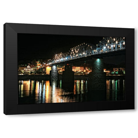 Night Bridge Black Modern Wood Framed Art Print with Double Matting by Lee, Rachel