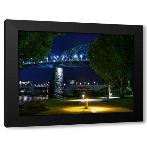 Night Park Black Modern Wood Framed Art Print with Double Matting by Lee, Rachel