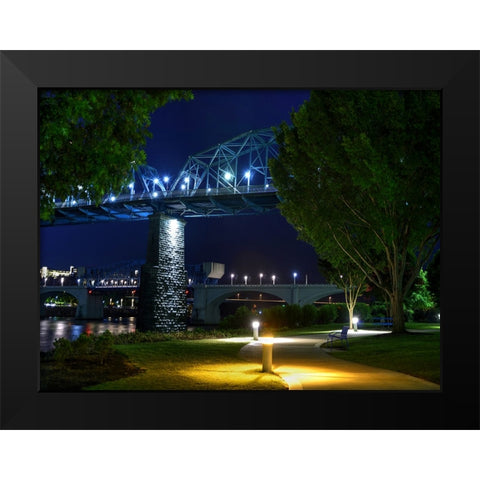 Night Park Black Modern Wood Framed Art Print by Lee, Rachel