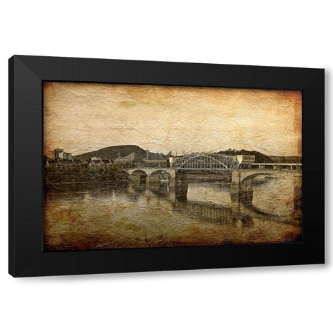 Nooga Bridge Crackle Texture Black Modern Wood Framed Art Print by Lee, Rachel