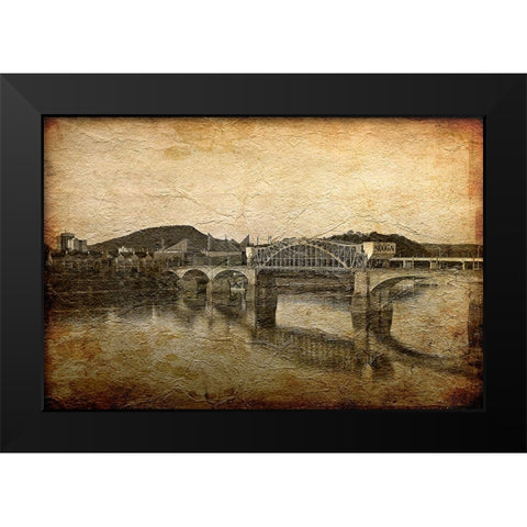 Nooga Bridge Crackle Texture Black Modern Wood Framed Art Print by Lee, Rachel