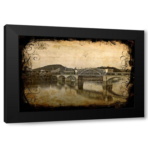 Nooga Bridge with Antique Border Black Modern Wood Framed Art Print by Lee, Rachel