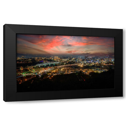 Northshore Lights Sunset Black Modern Wood Framed Art Print by Lee, Rachel