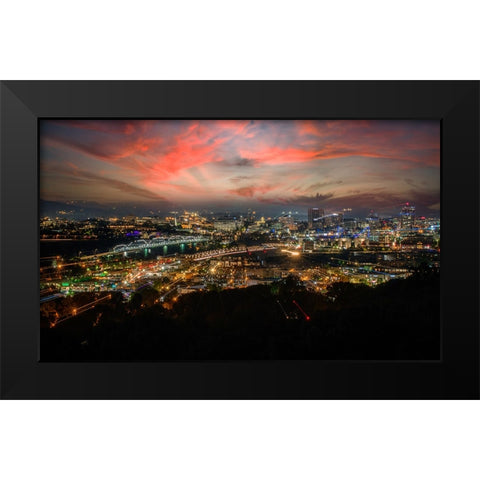 Northshore Lights Sunset Black Modern Wood Framed Art Print by Lee, Rachel