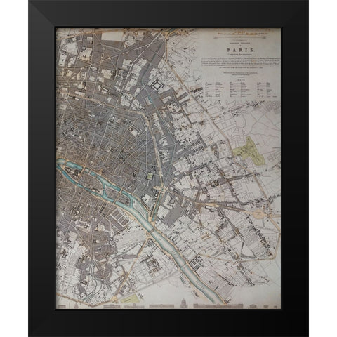Paris Map Antique Black Modern Wood Framed Art Print by Lee, Rachel