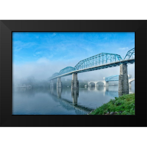 Peaceful River View Black Modern Wood Framed Art Print by Lee, Rachel